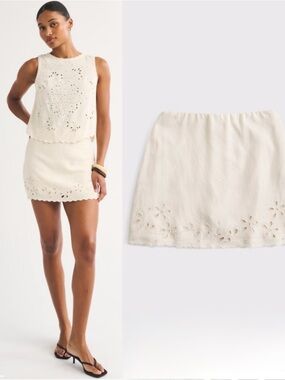 NWT Abercrombie & Fitch Curve Love Ultra High Rise Linen-Blend Mini Skort